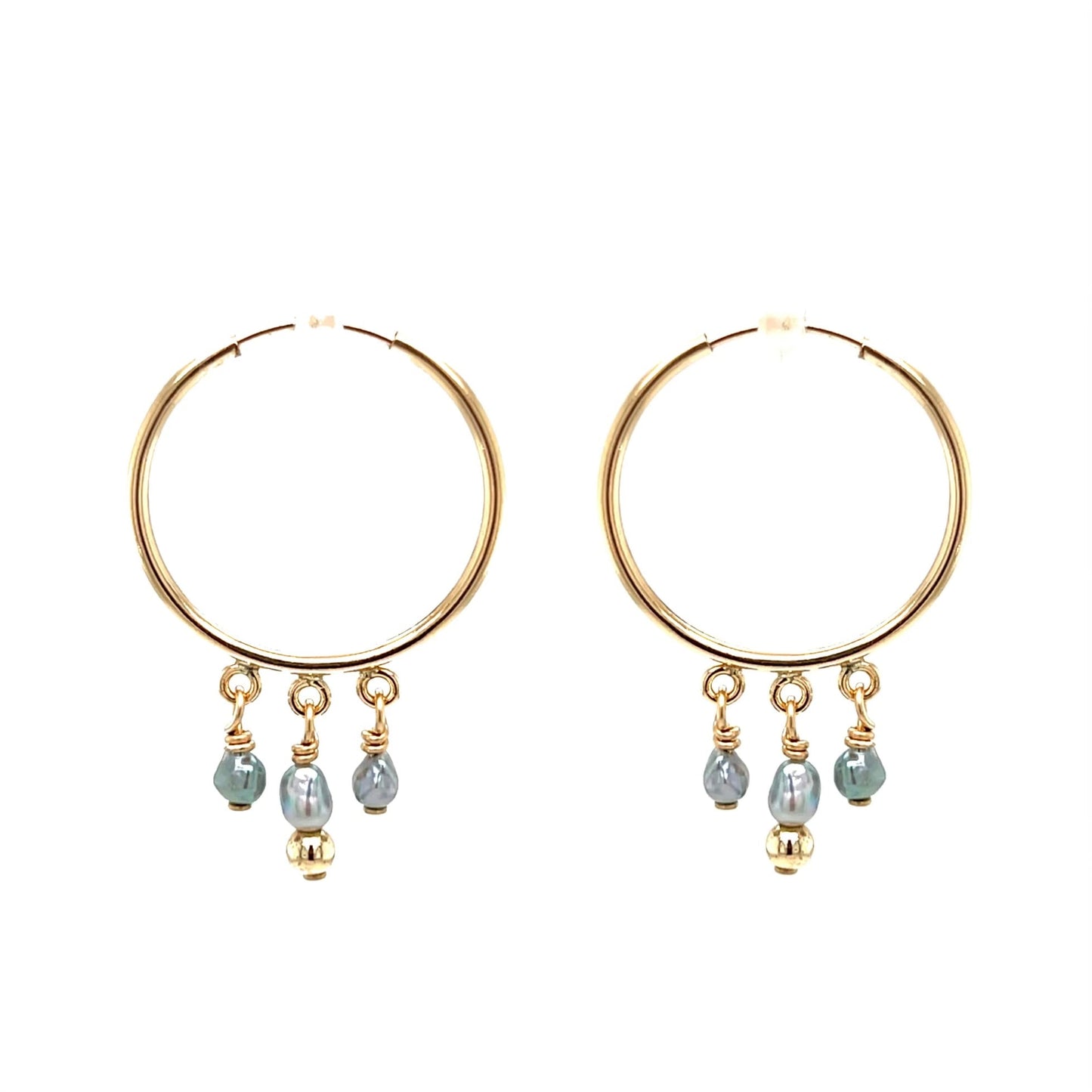 Akoya Keshi Charm Hoops - Kahakai Collections