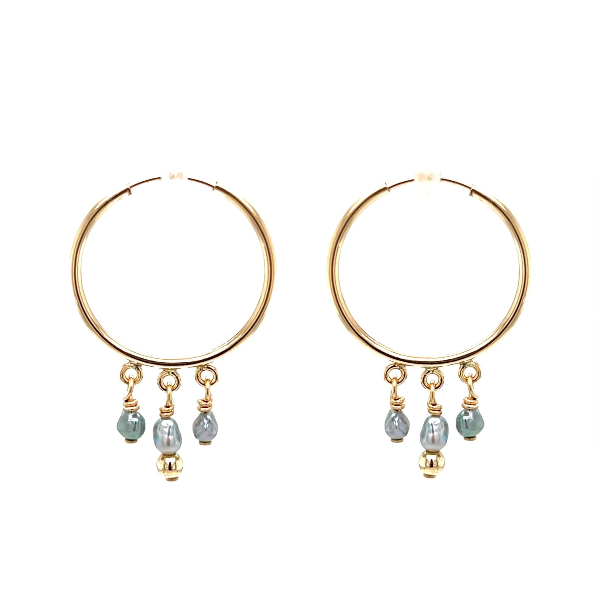 Akoya Keshi Charm Hoops - Kahakai Collections