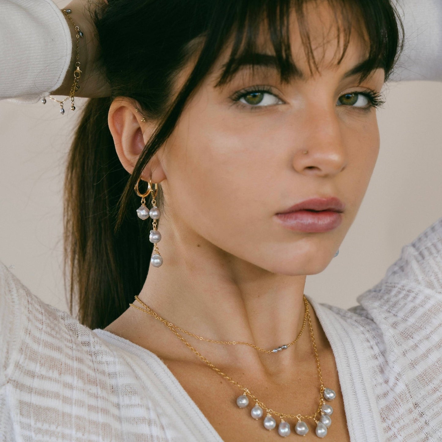 Triple Akoya Leverback Earrings - Kahakai Collections