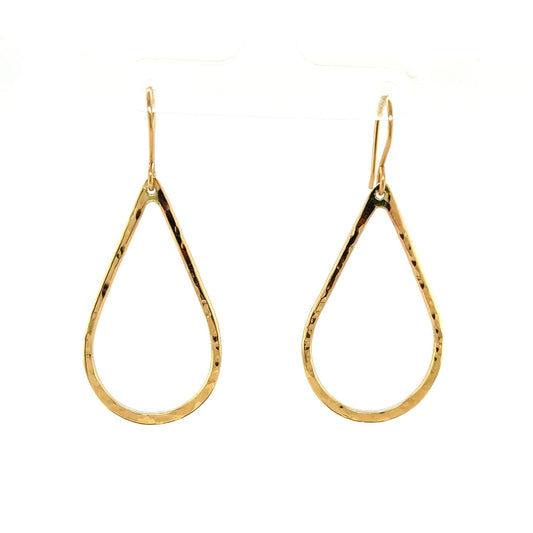 14K Gold Fill Hammered Tear Drop Earrings - Kahakai Collections