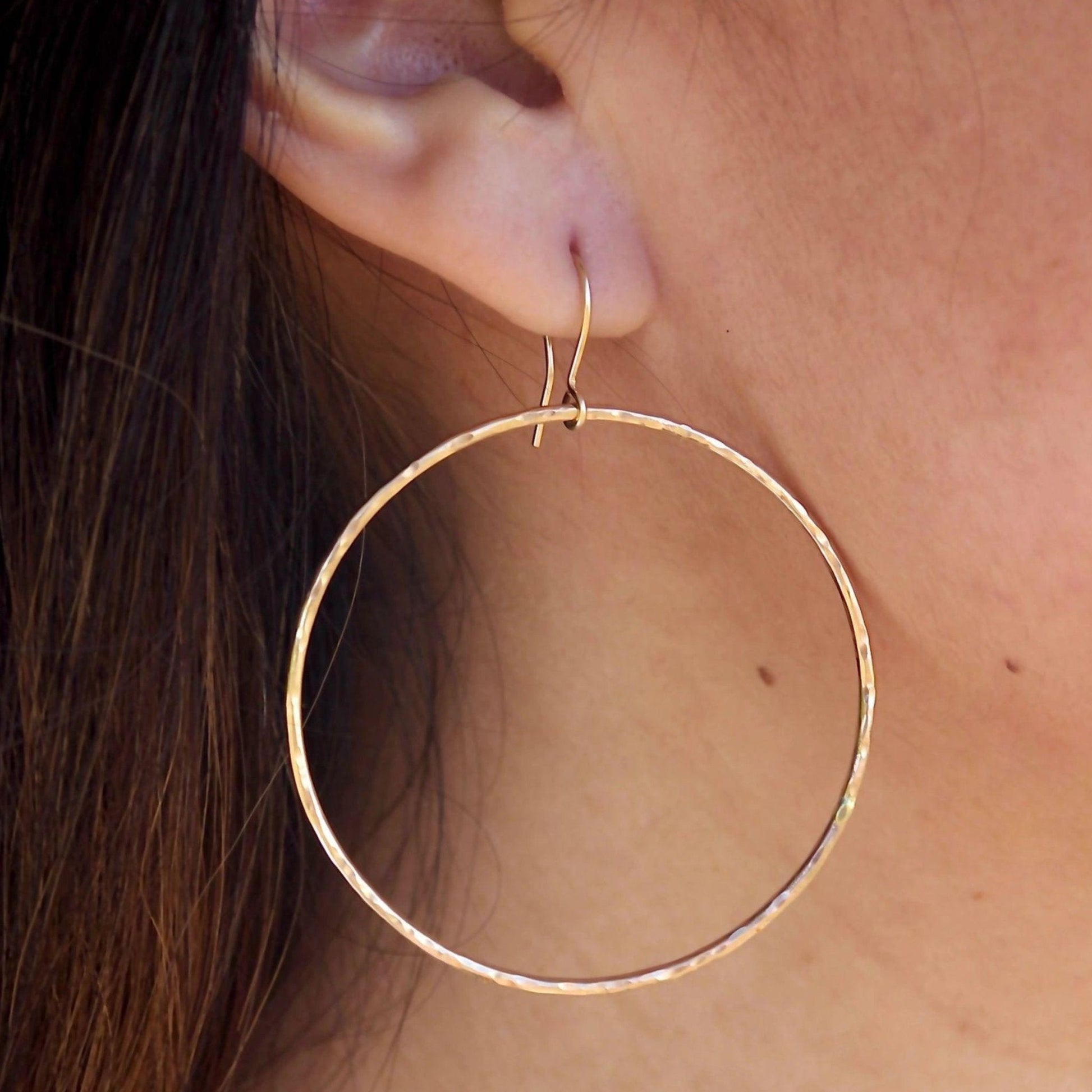 14K Gold Filled Hammered Hoops - Kahakai Collections