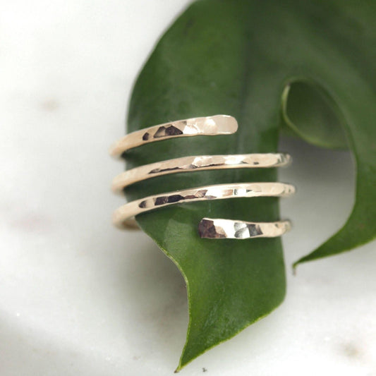14K Gold Filled Spiral Hammered Ring - Kahakai Collections