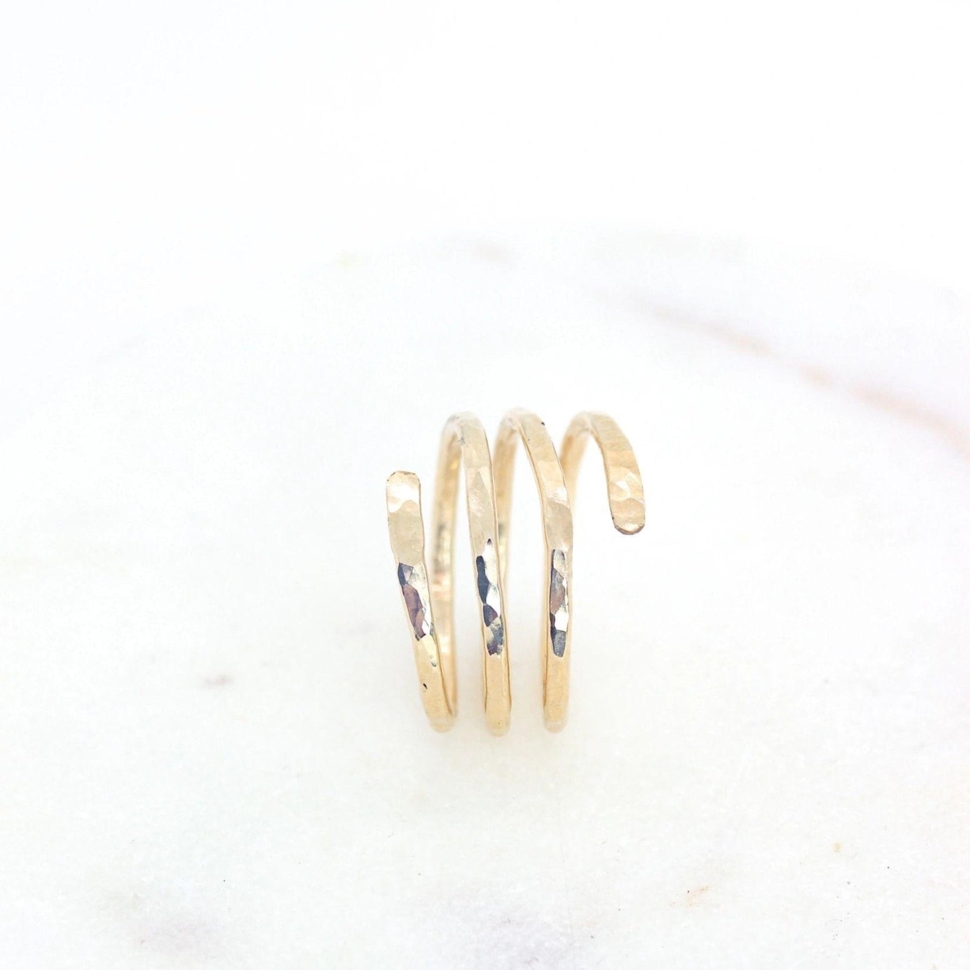 14K Gold Filled Spiral Hammered Ring - Kahakai Collections