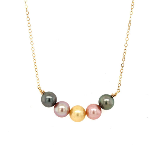 Rainbow Pearl Bar Necklace - Kahakai Collections